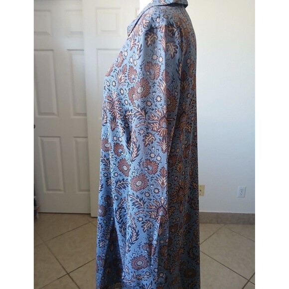 Cabi Womens Blue Floral Long Sleeve Shift Dress Size M Lightweight Bohemian - Picture 6 of 13